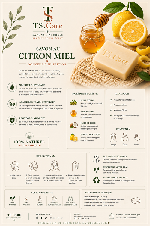 Savon au Citron & Miel – Douceur & Nutrition | TS.Care