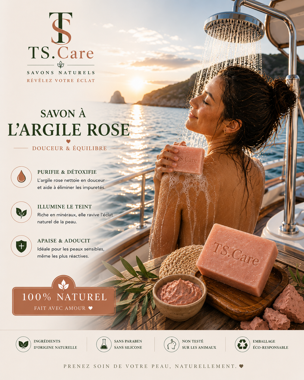 Savon à l’Argile Rose – Douceur & Équilibre | TS.Care