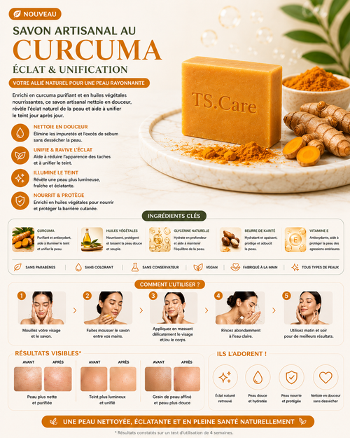 Savon Artisanal au Curcuma – Éclat & Unification | TS.Care